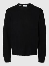 WOOL BLEND RELAXED FIT JUMPER, Black, highres