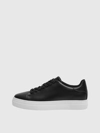LEDER SNEAKERS, Black, highres