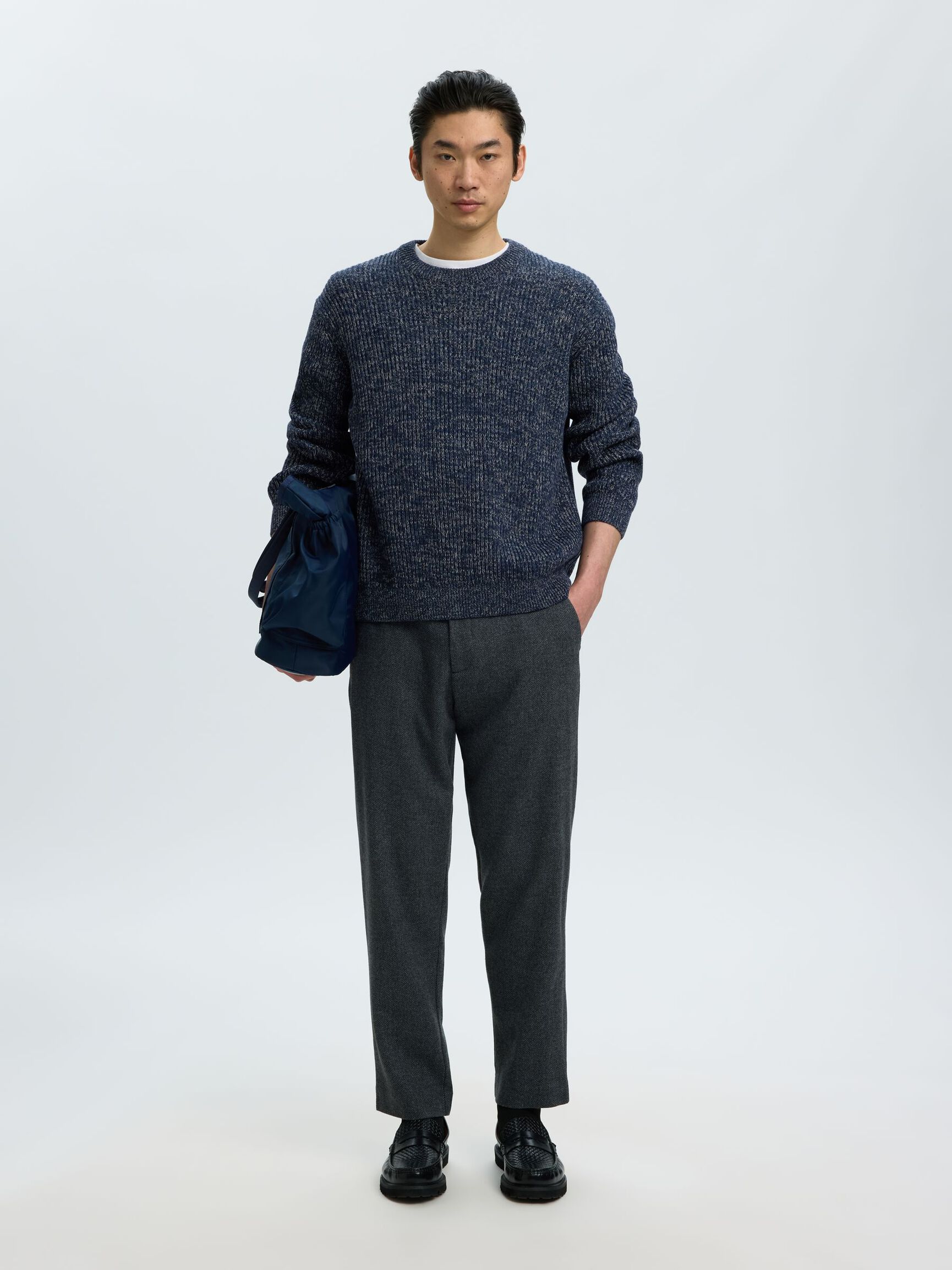 100% COTTON PULLOVER, Navy Blazer, highres