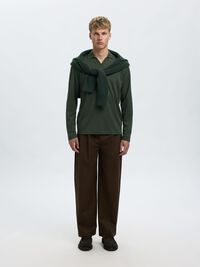 COTTON BLEND POLO SHIRT, Deep Forest, highres