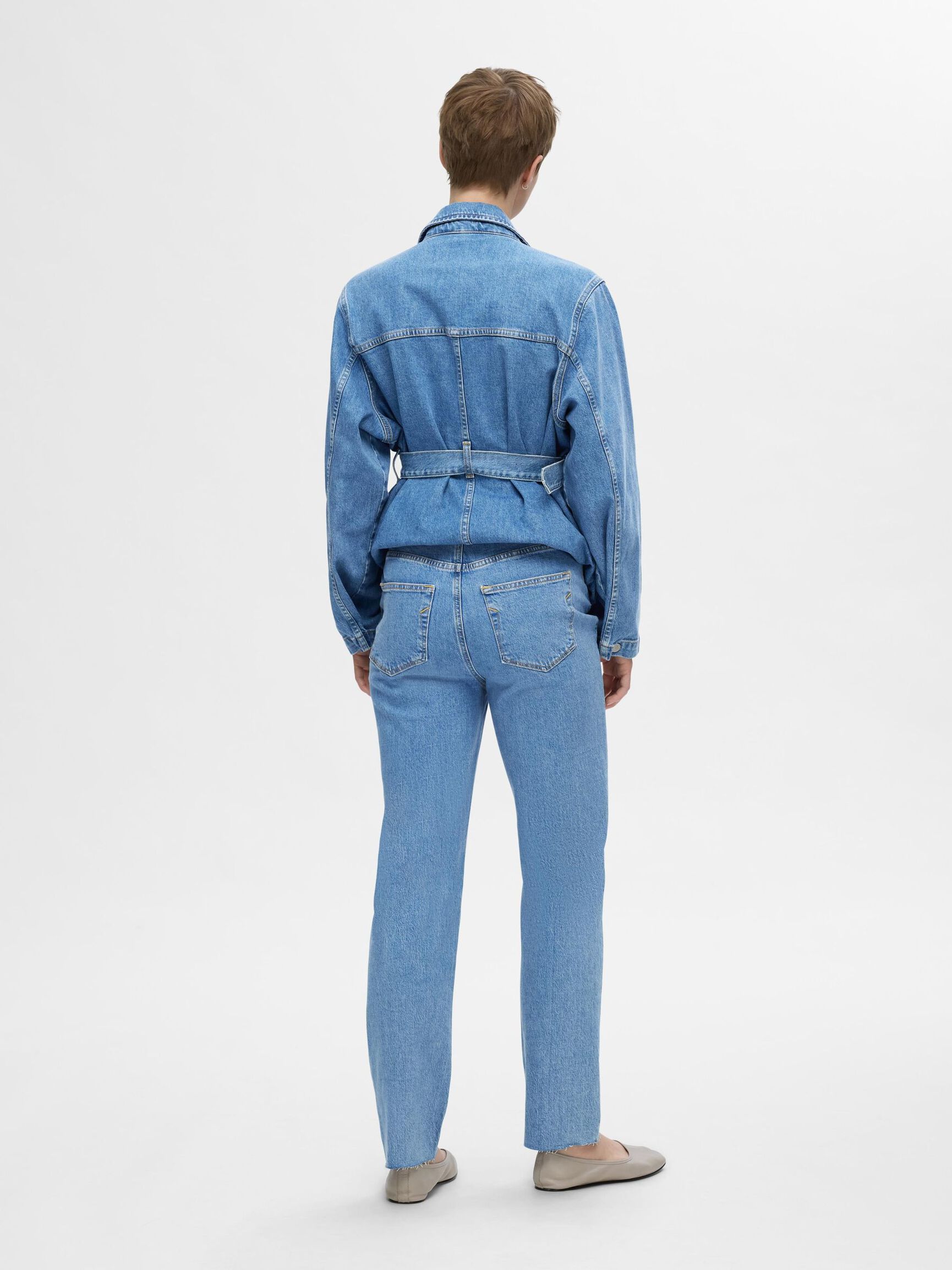 CINTURA ALTA JEANS STRAIGHT FIT, Light Blue Denim, highres