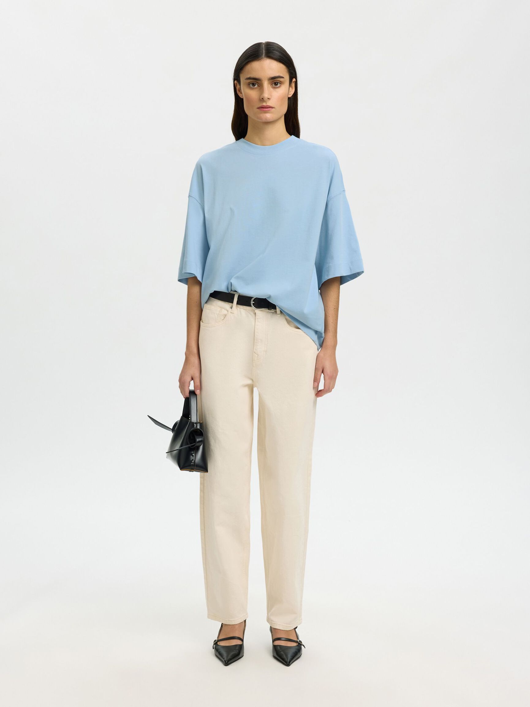 BASIC T-SHIRT IN OVERSIZE, Cashmere Blue, highres