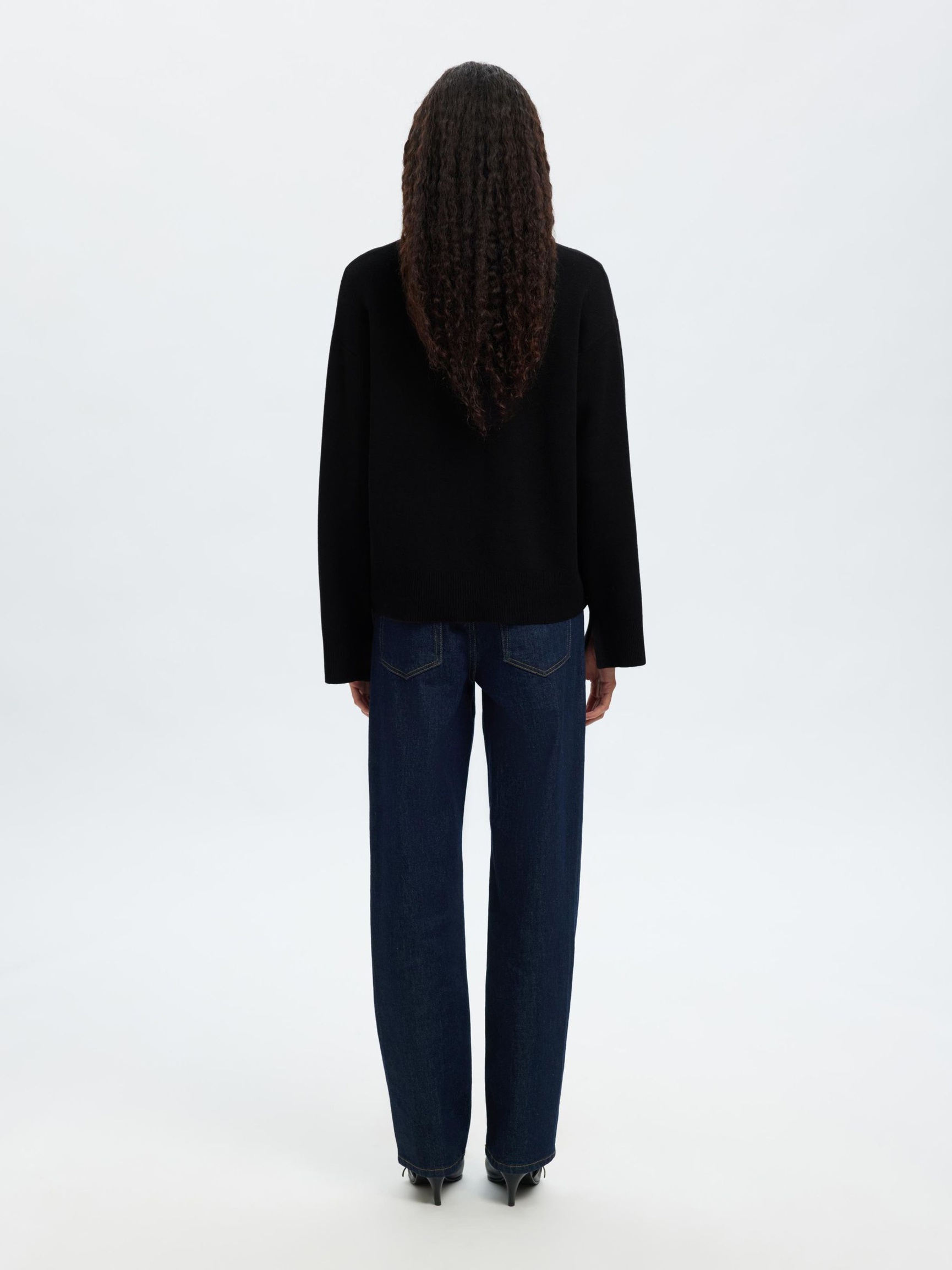 VISCOSE MÉLANGÉE PULL EN MAILLE, Black, highres