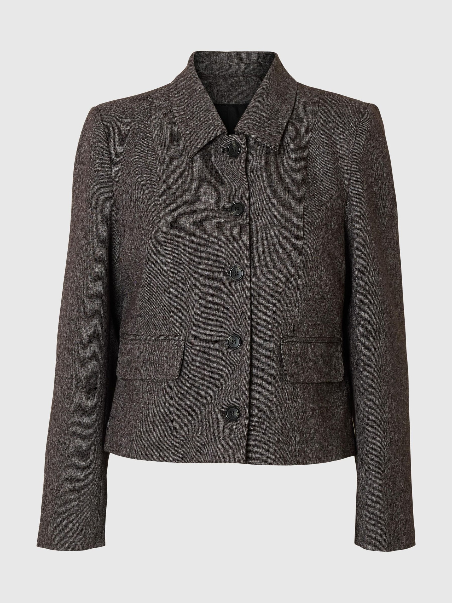 CROPPED BLAZER MED FIGURNÆR PASSFORM, Black, highres