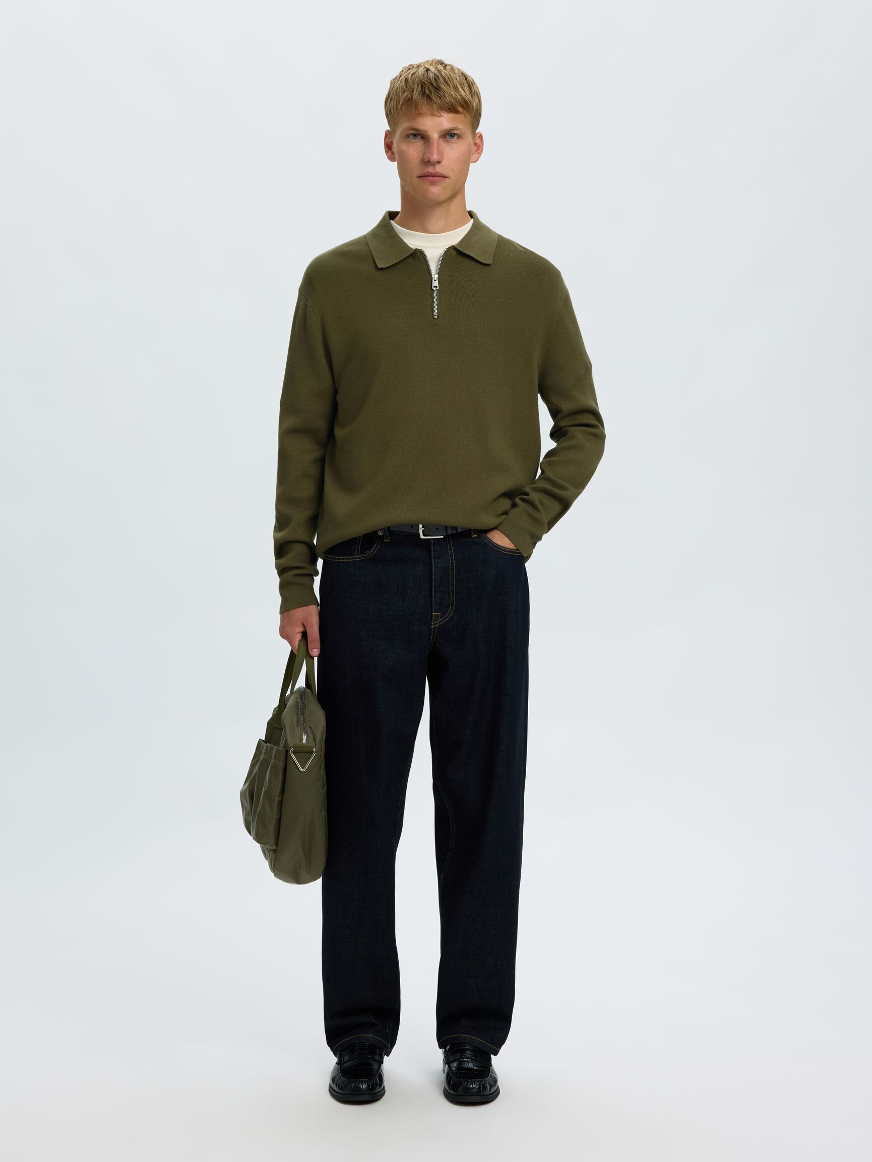 HALF ZIP PULLOVER, Kalamata, highres