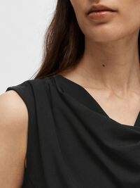 RUCHED SLEEVELESS TOP, Black, highres