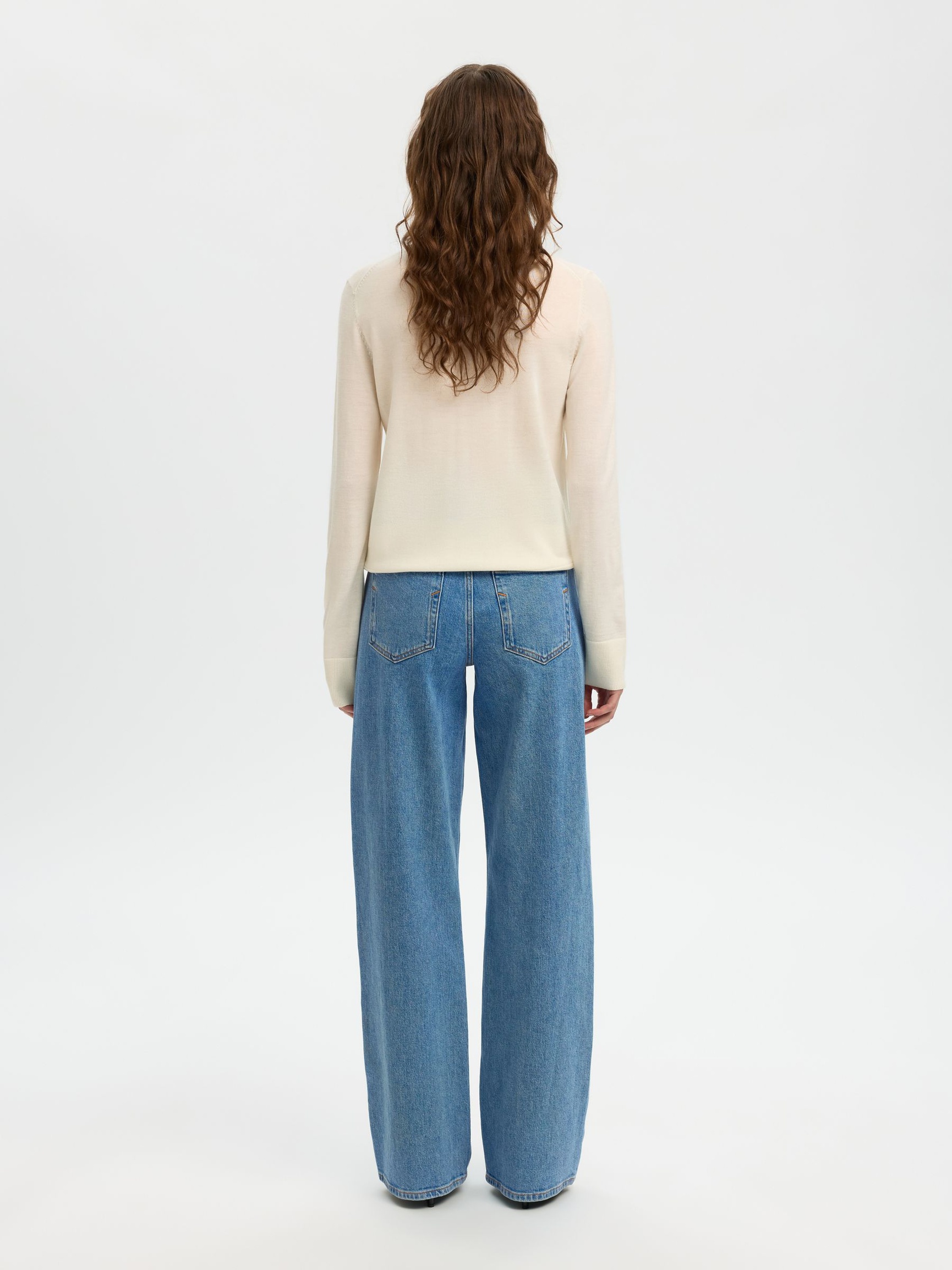 HØJTALJET WIDE FIT JEANS, Light Blue Denim, highres