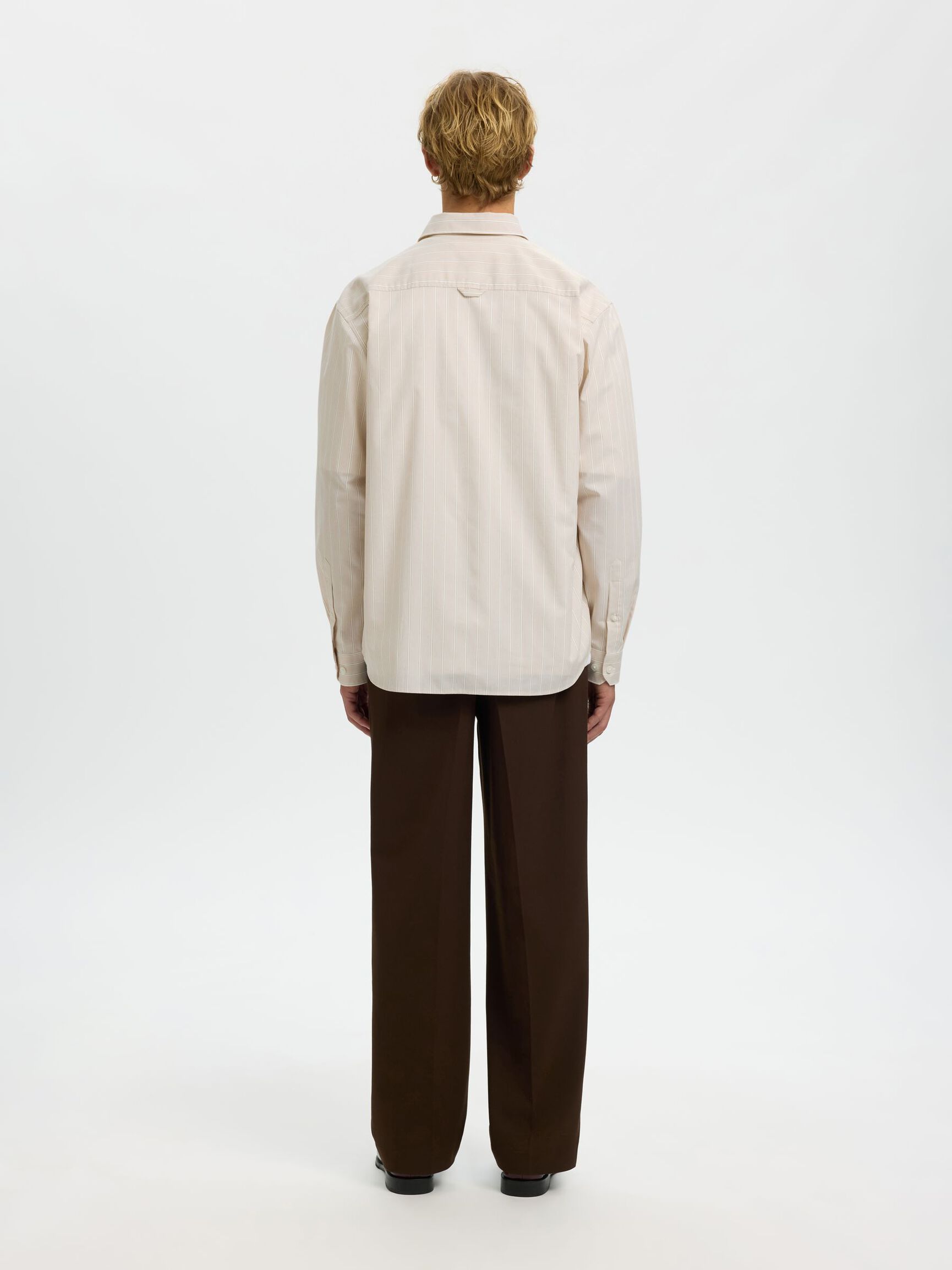 RELAXED FIT LANGARMHEMD, Sand, highres