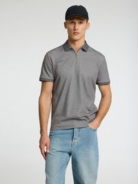 ZIPPER POLO SHIRT, Medium Grey Melange, highres