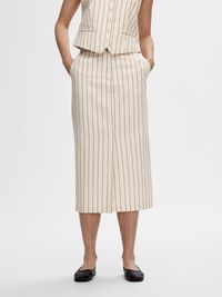 PINSTRIPE MIDI SKIRT, Sandshell, highres