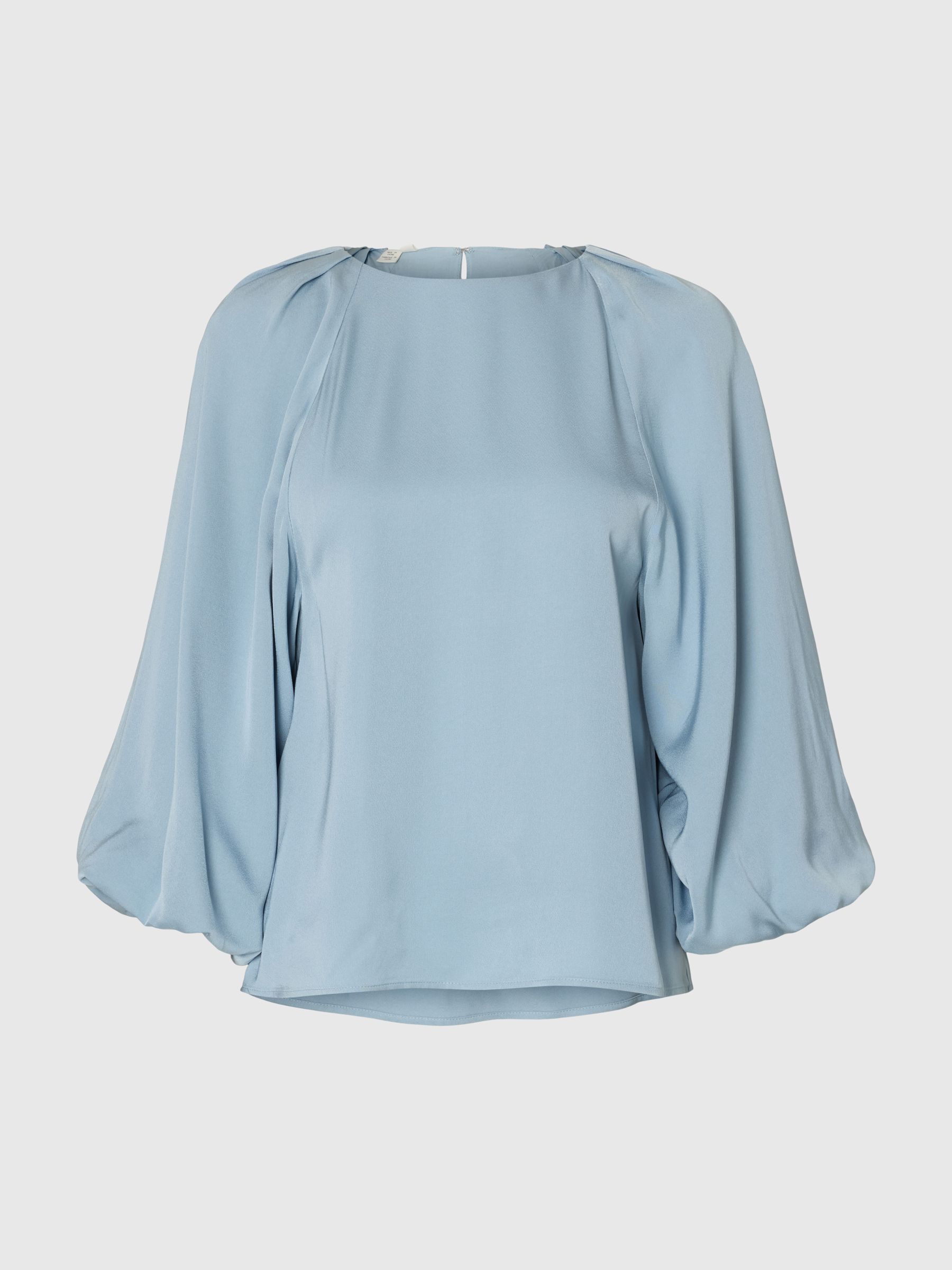 VISCOSE BLOUSE MANCHES 3/4, Dusty Blue, highres
