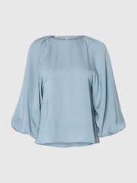 VISCOSE BLOUSE MANCHES 3/4, Dusty Blue, highres