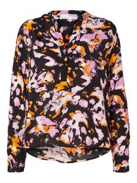 BEDRUKT SHIRT MET LANGE MOUWEN, Black, highres