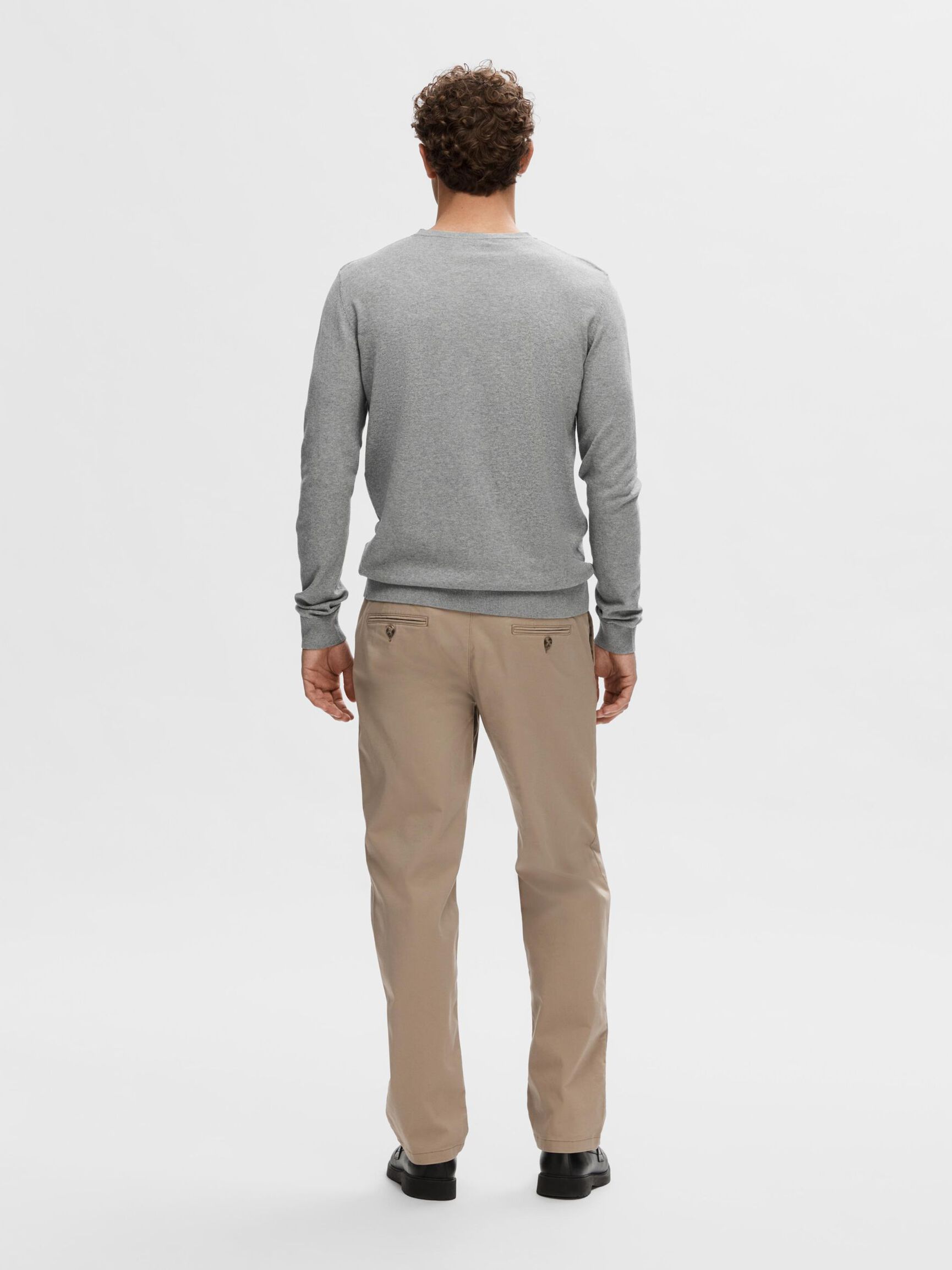 LONG-SLEEVED KNITTED JUMPER, Medium Grey Melange, highres