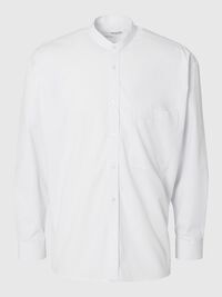 BANDED COLLAR SHIRT, White, highres