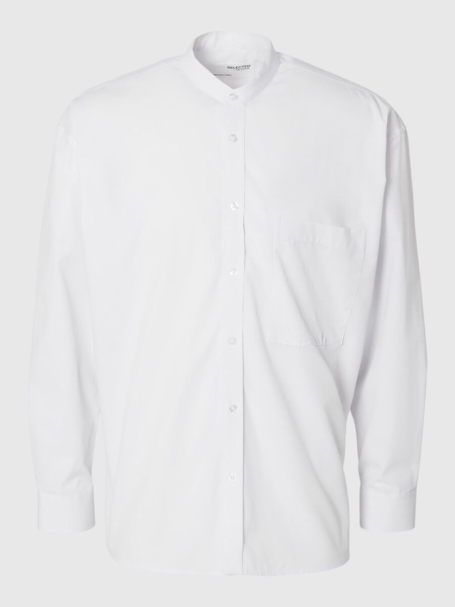 Selected BANDED COLLAR SHIRT, White, highres - 16094088_White_001.jpg