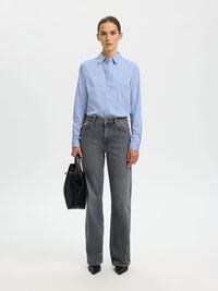 TÆTSIDDENDE STRIBET SKJORTE, Bright White, highres