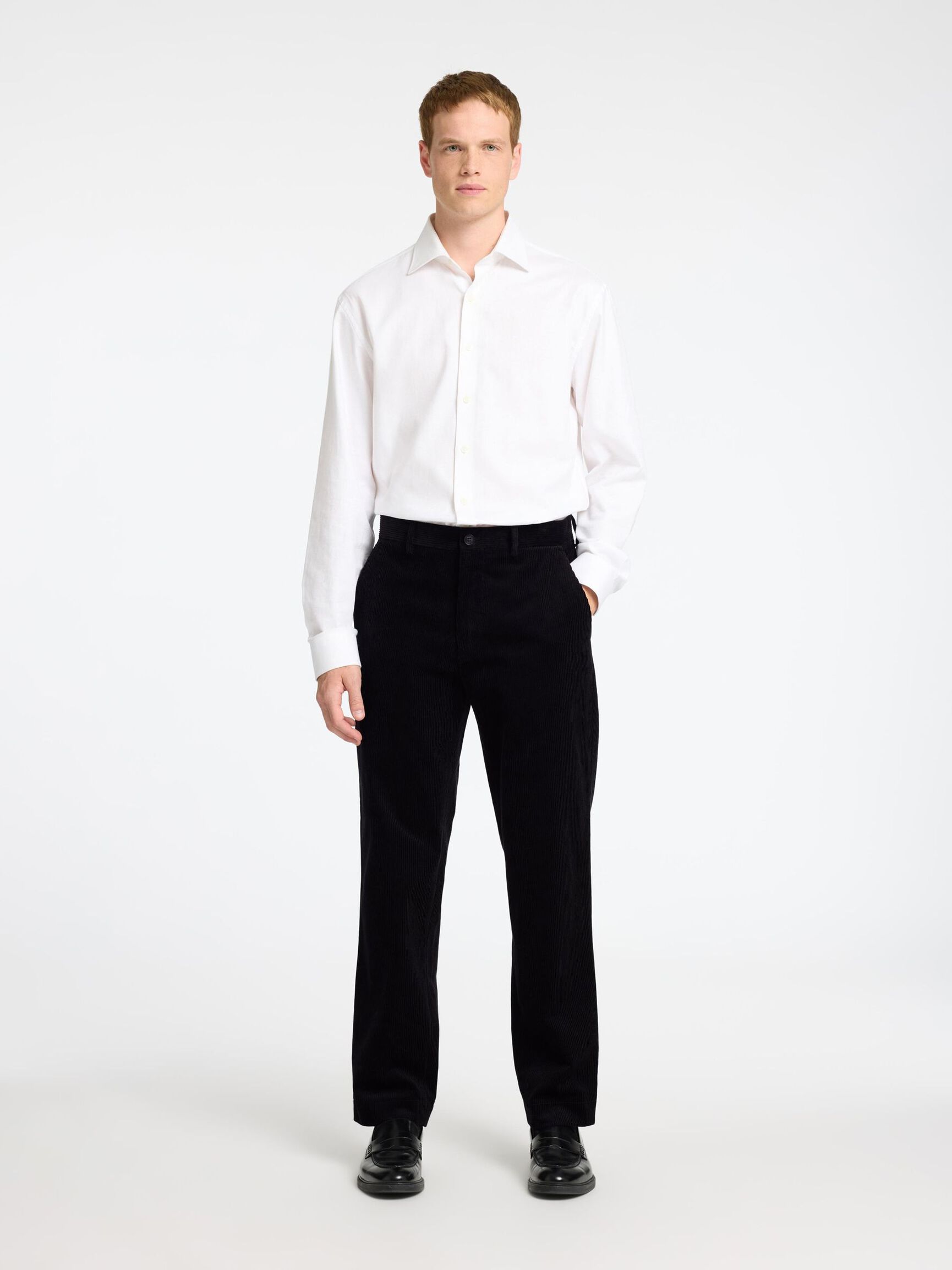 CORTE REGULAR PANTALONES DE PANA, Black, highres