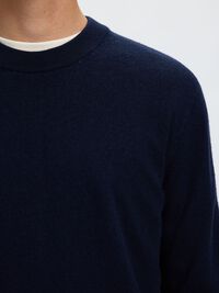100% MERINO WOOL PULLOVER, Navy Blazer, highres