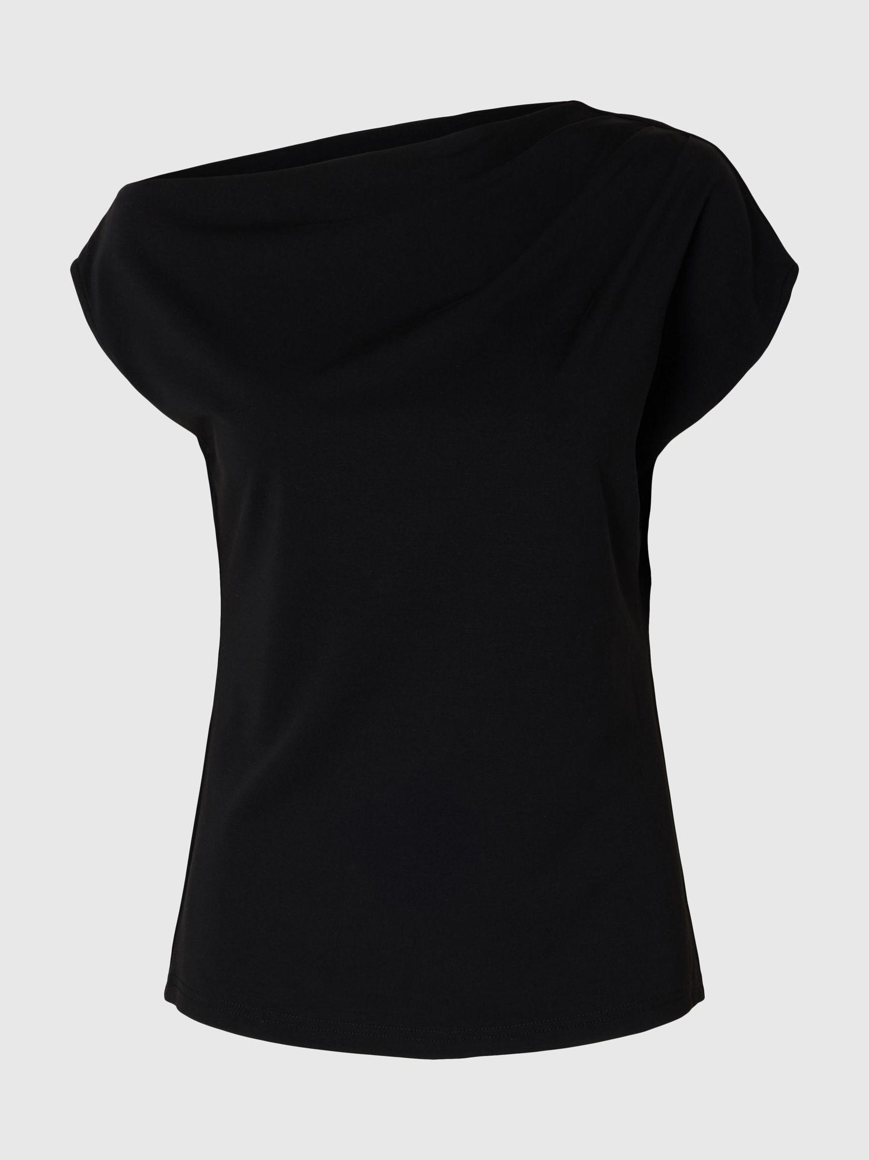 ASYMMETRISCH TOP MET KORTE MOUWEN, Black, highres