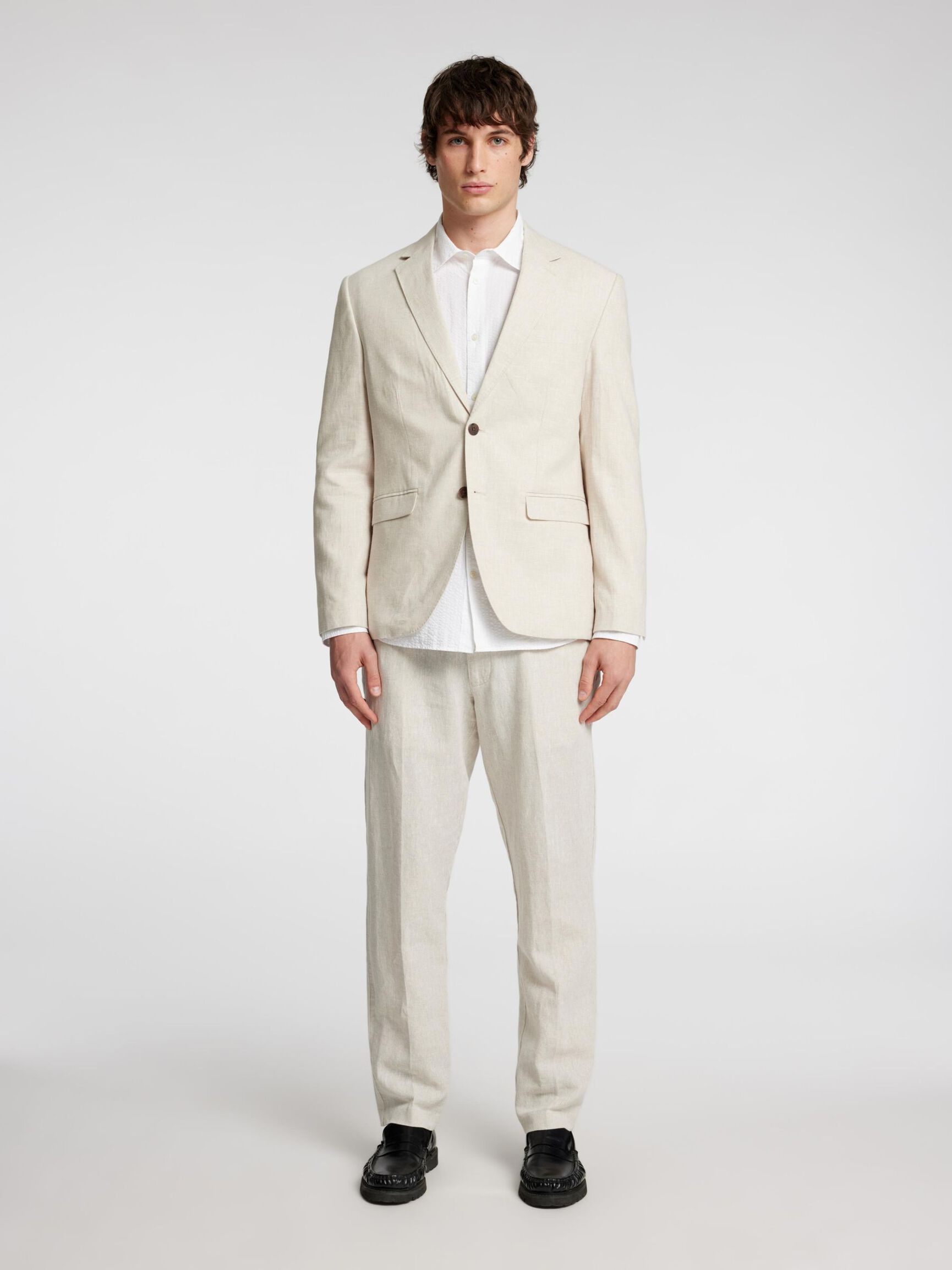 REGULAR FIT SINGLE-BREASTED BLAZER, Oatmeal, highres