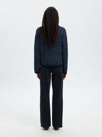 WOOL BLEND KNITTED CARDIGAN, Dark Sapphire, highres