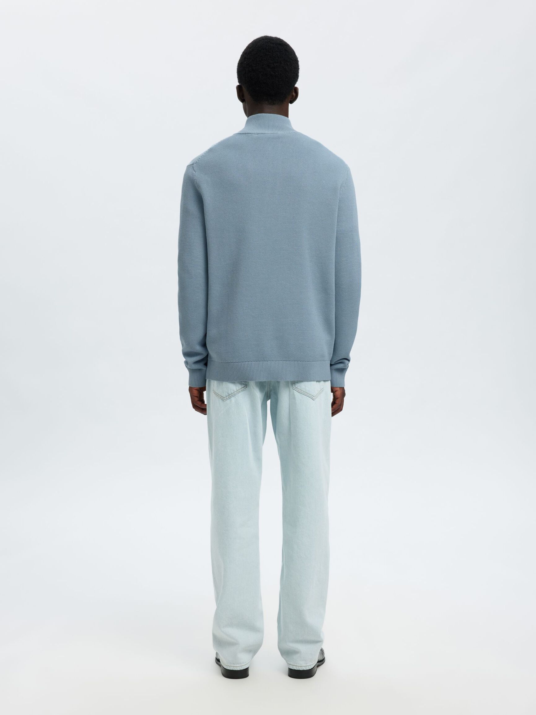 HALF-ZIP PULLOVER, Dusty Blue, highres