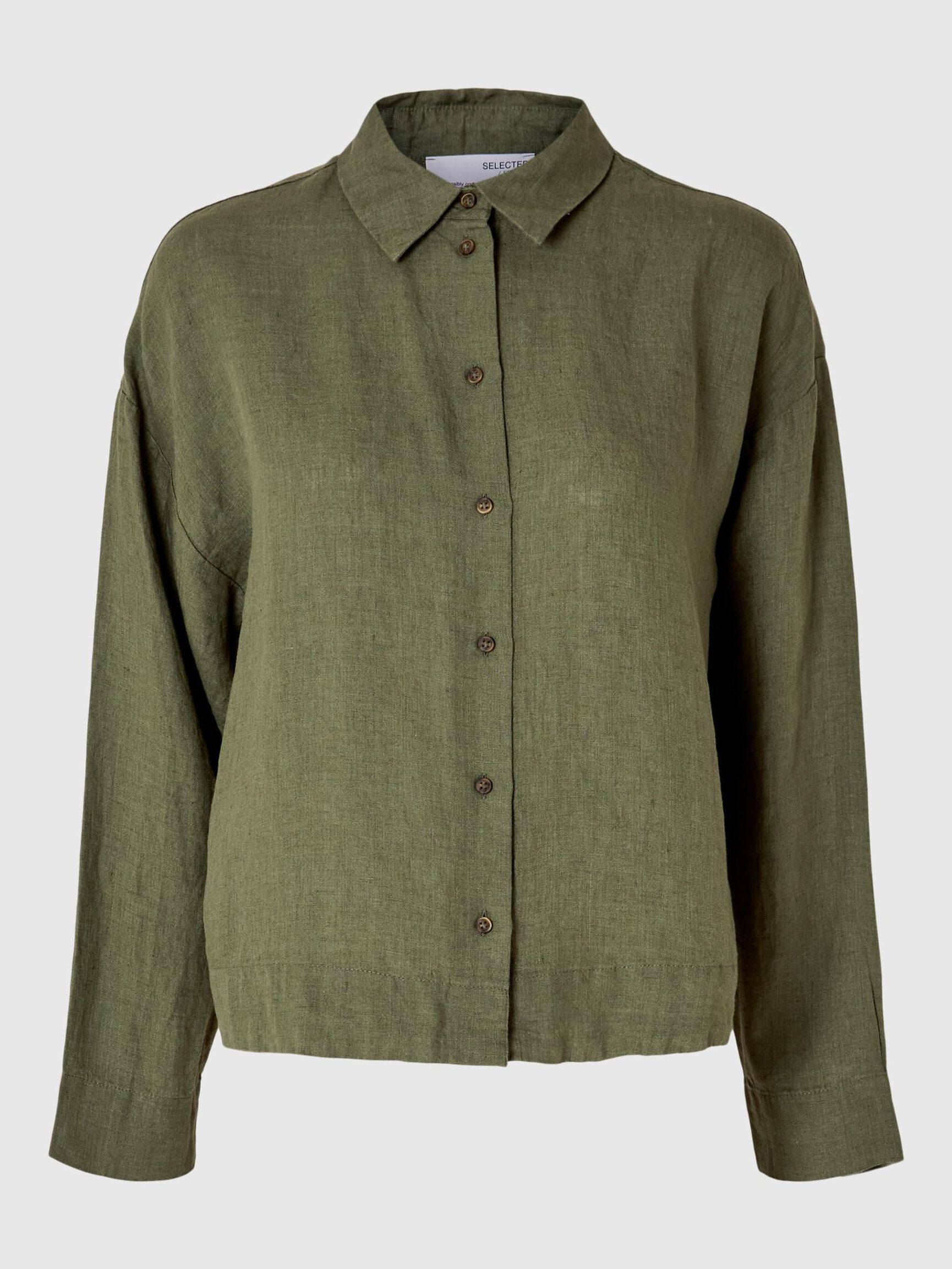 LINEN SHIRT, Olivine, highres