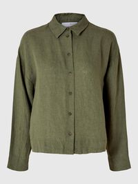 LINEN SHIRT, Olivine, highres