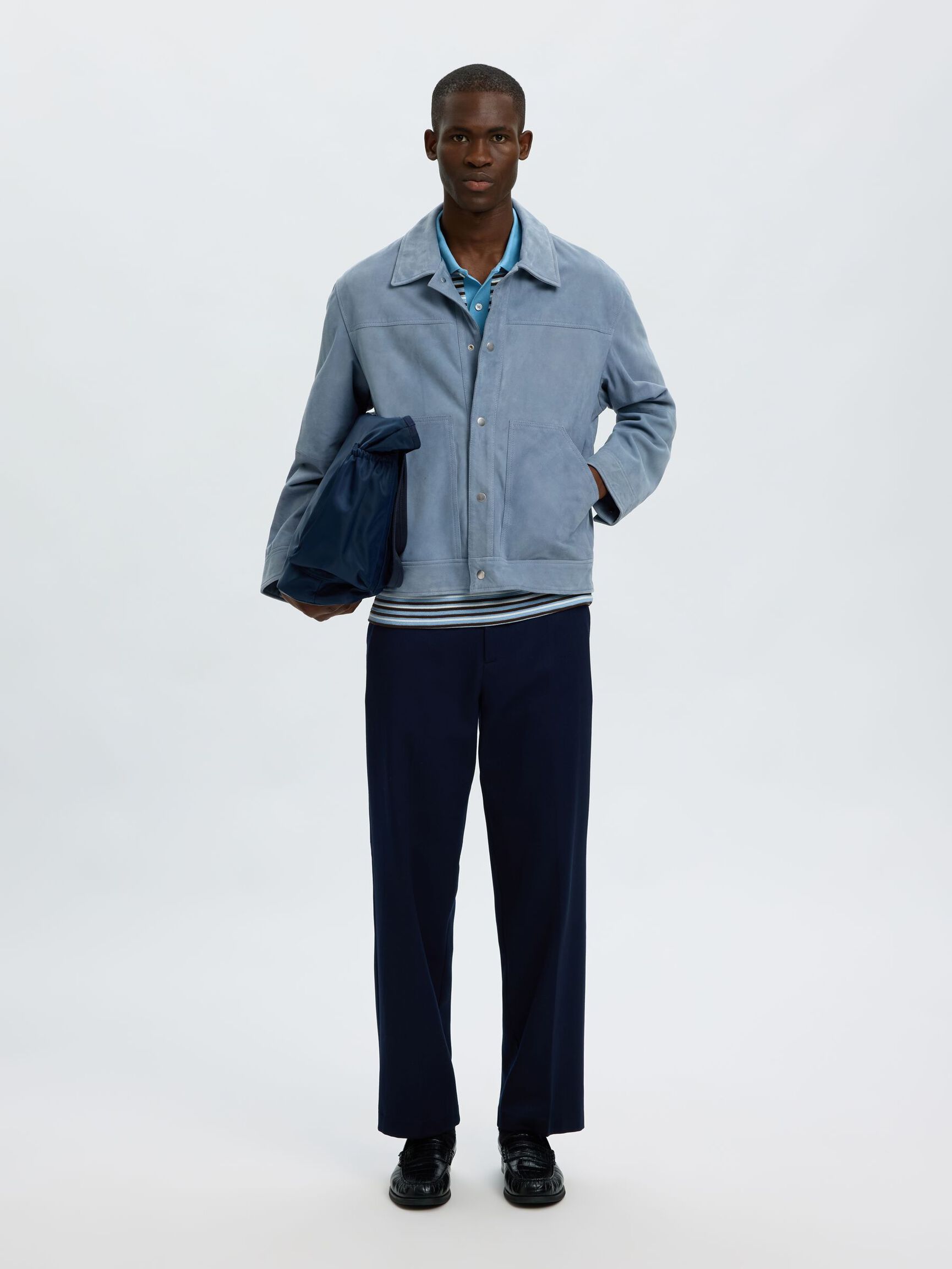 SUEDE JACKET, Blue Mirage, highres