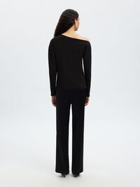 LANGE MOUWEN OFF-SHOULDER TOP, Black, highres