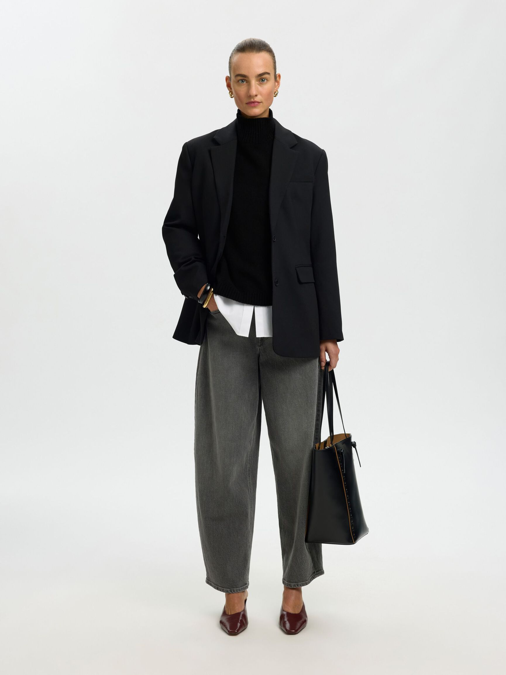 CASHMERE BLEND PULLOVER, Black, highres
