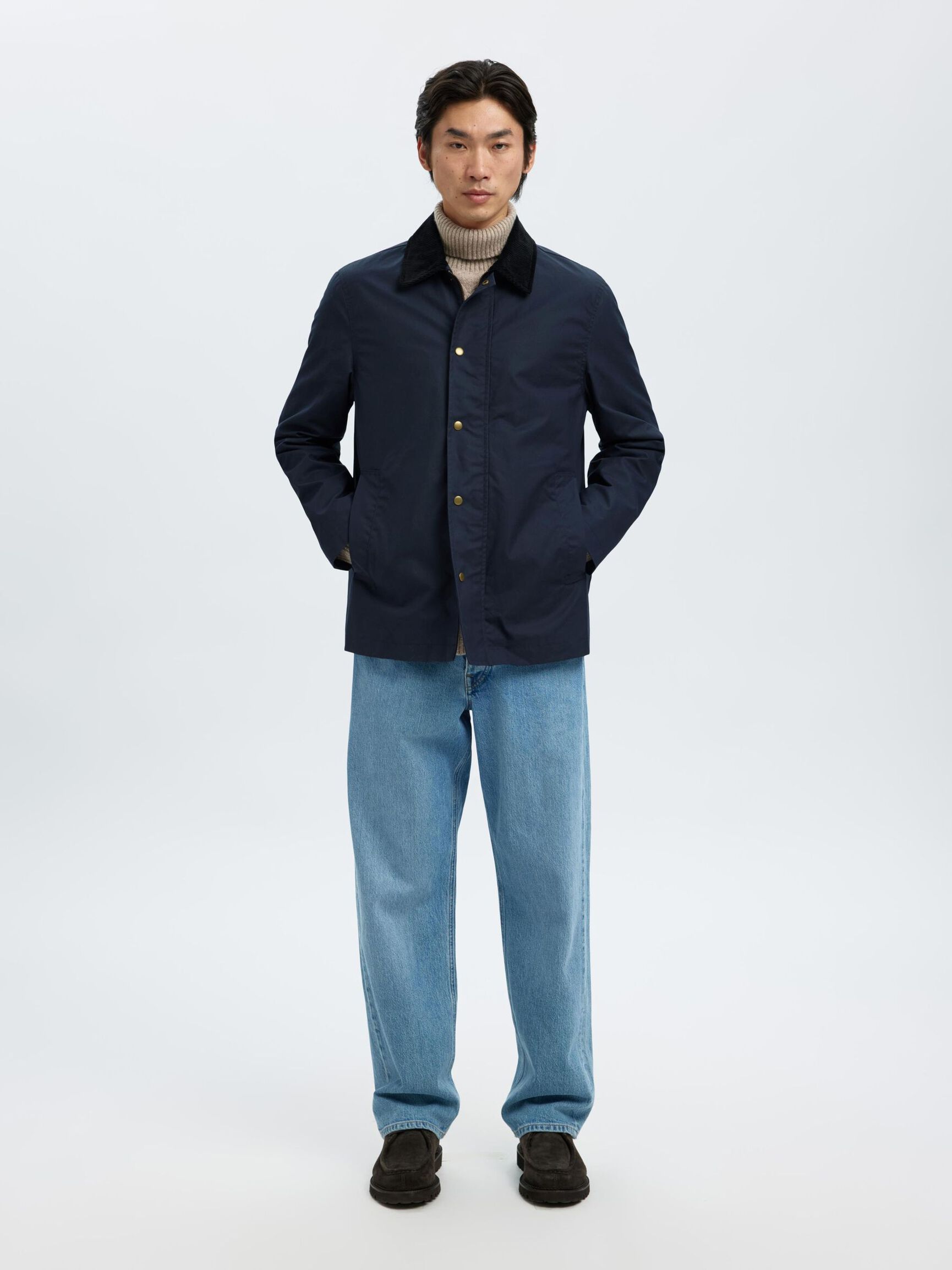 WAXED COTTON JACKET, Sky Captain, highres