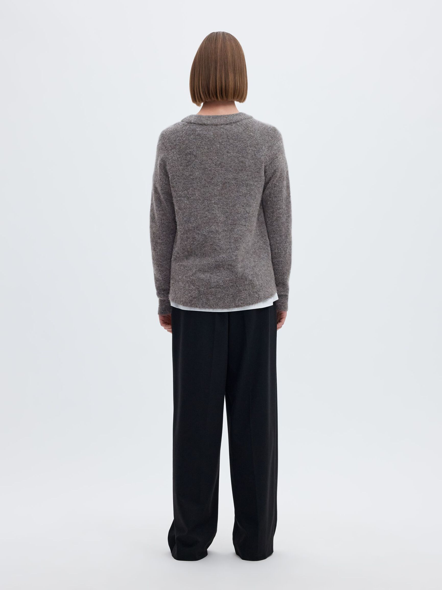 WOOL BLEND JUMPER, Medium Grey Melange, highres