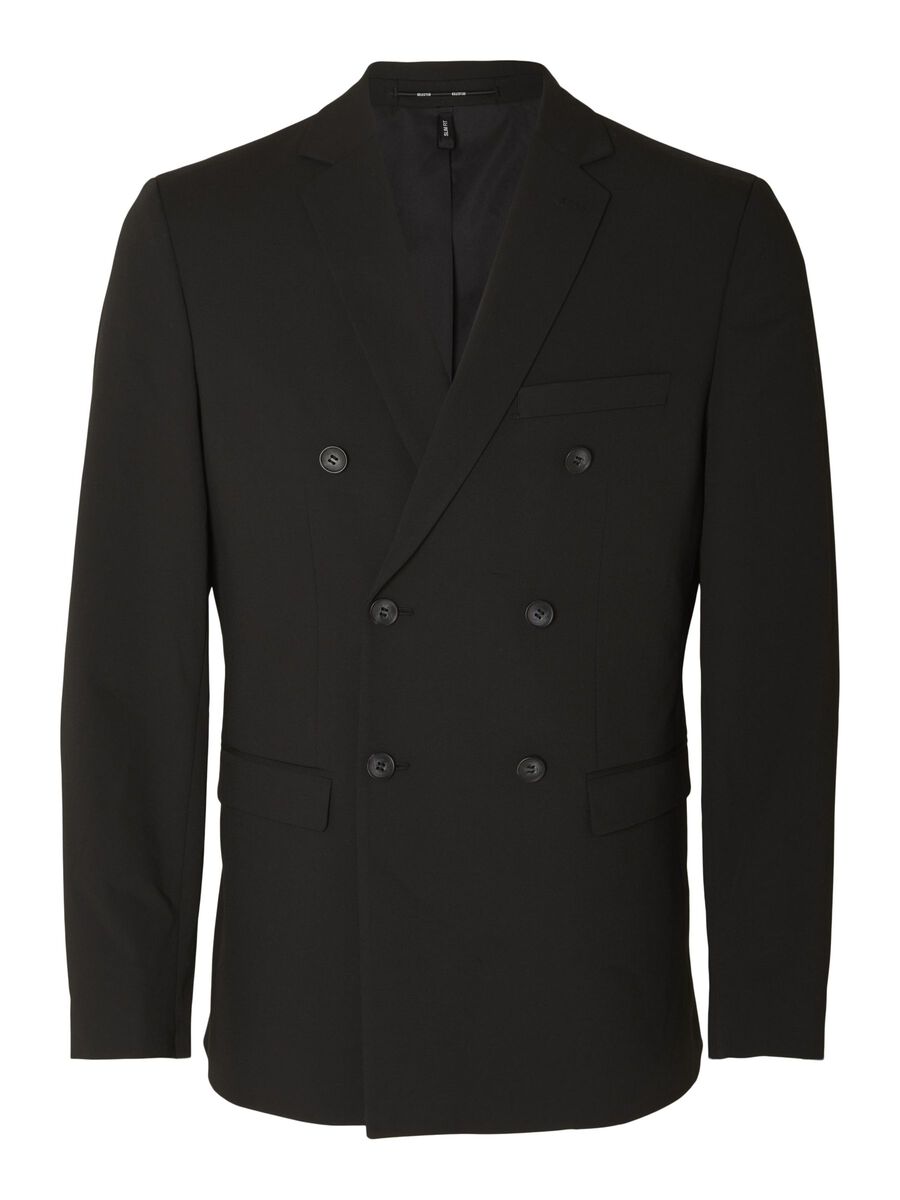 Selected VISCOSE BLEND SLIM FIT DOUBLE-BREASTED BLAZER, Black, highres - 16090469_Black_001.jpg