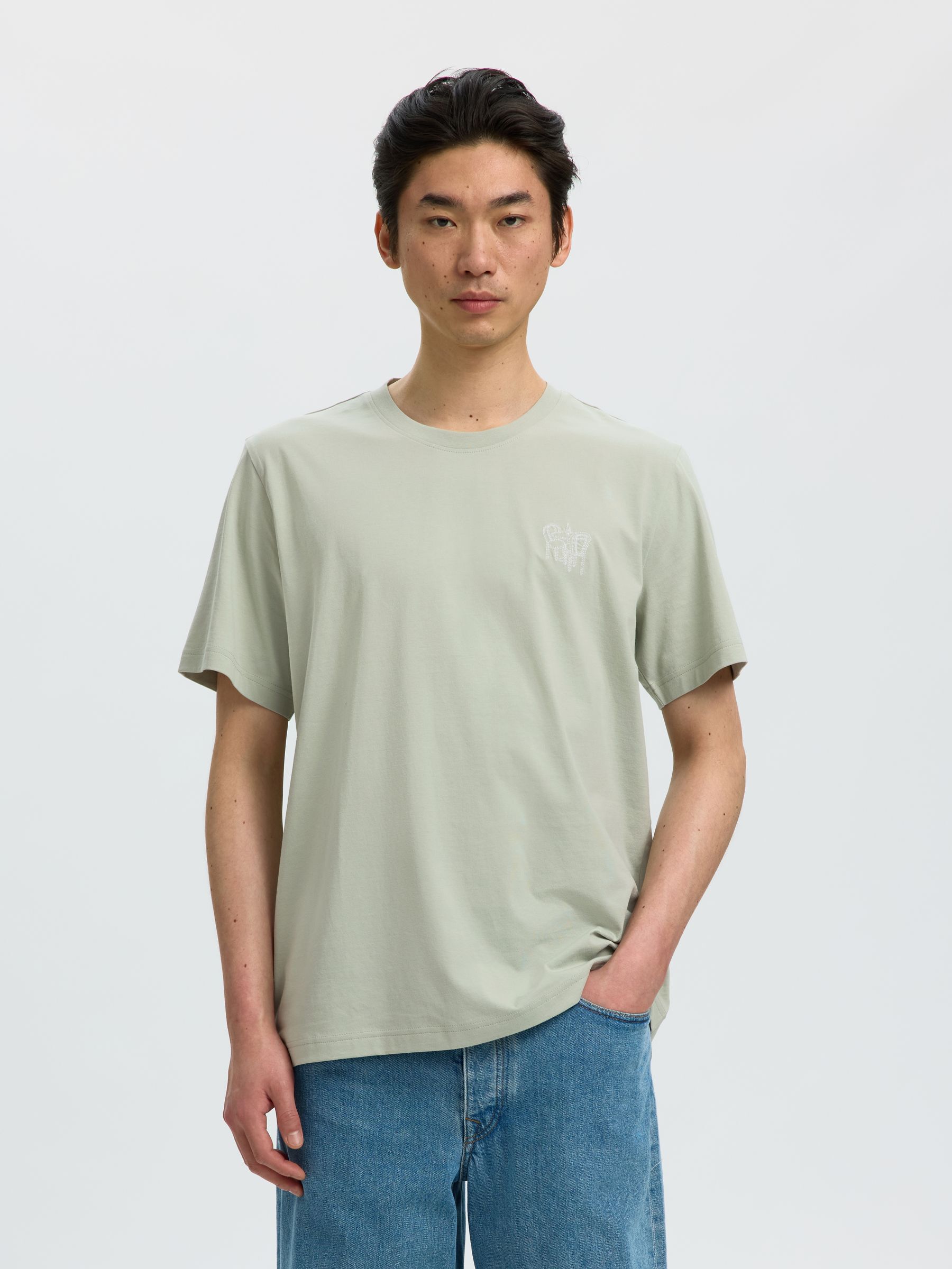 REGULAR FIT BOMULD T-SHIRT, Aqua Gray, highres