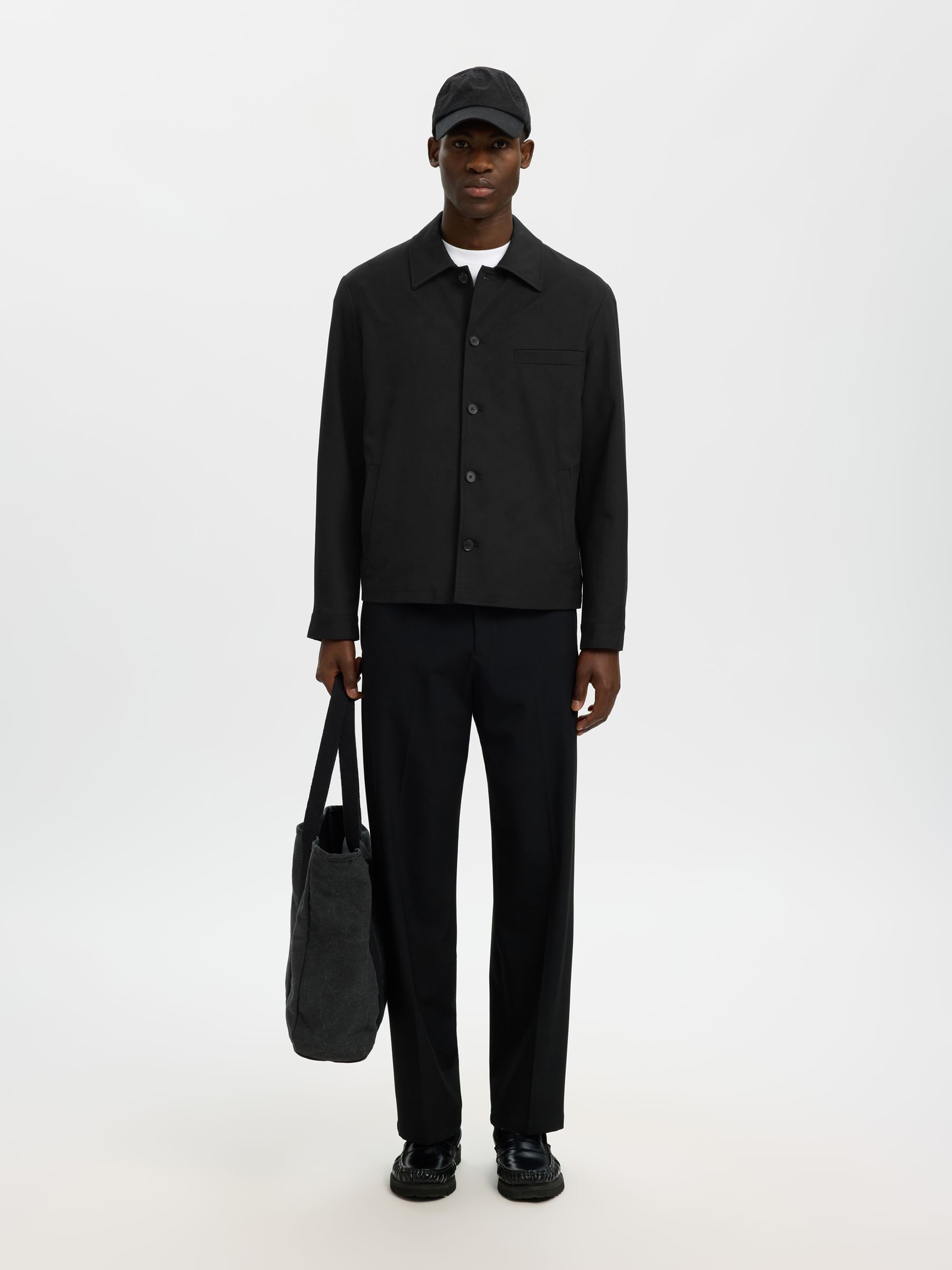 TAILORED OVERSHIRT, Black, highres