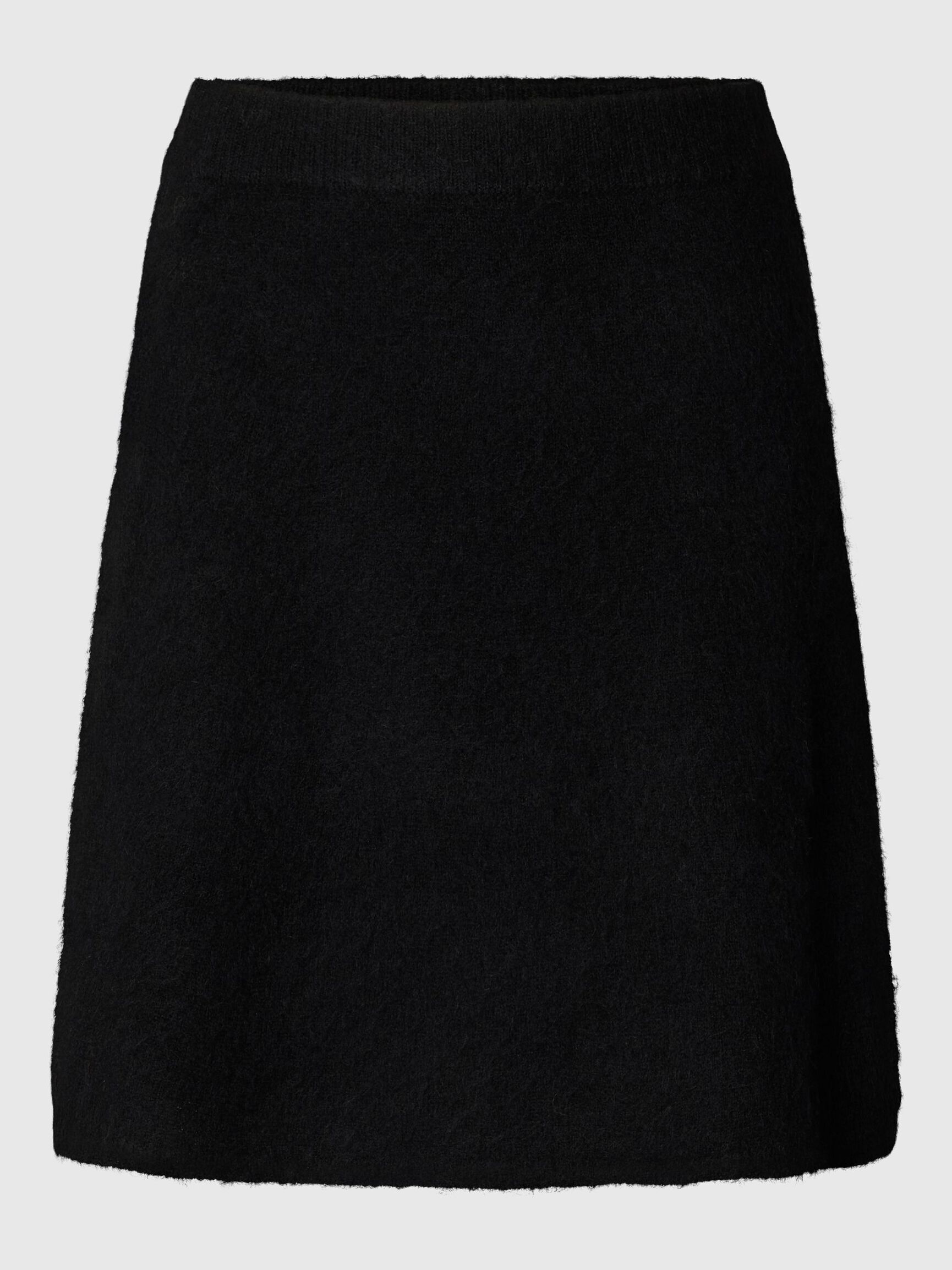 BRUSHED KNITTED SKIRT, Black, highres
