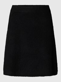 BRUSHED KNITTED SKIRT, Black, highres