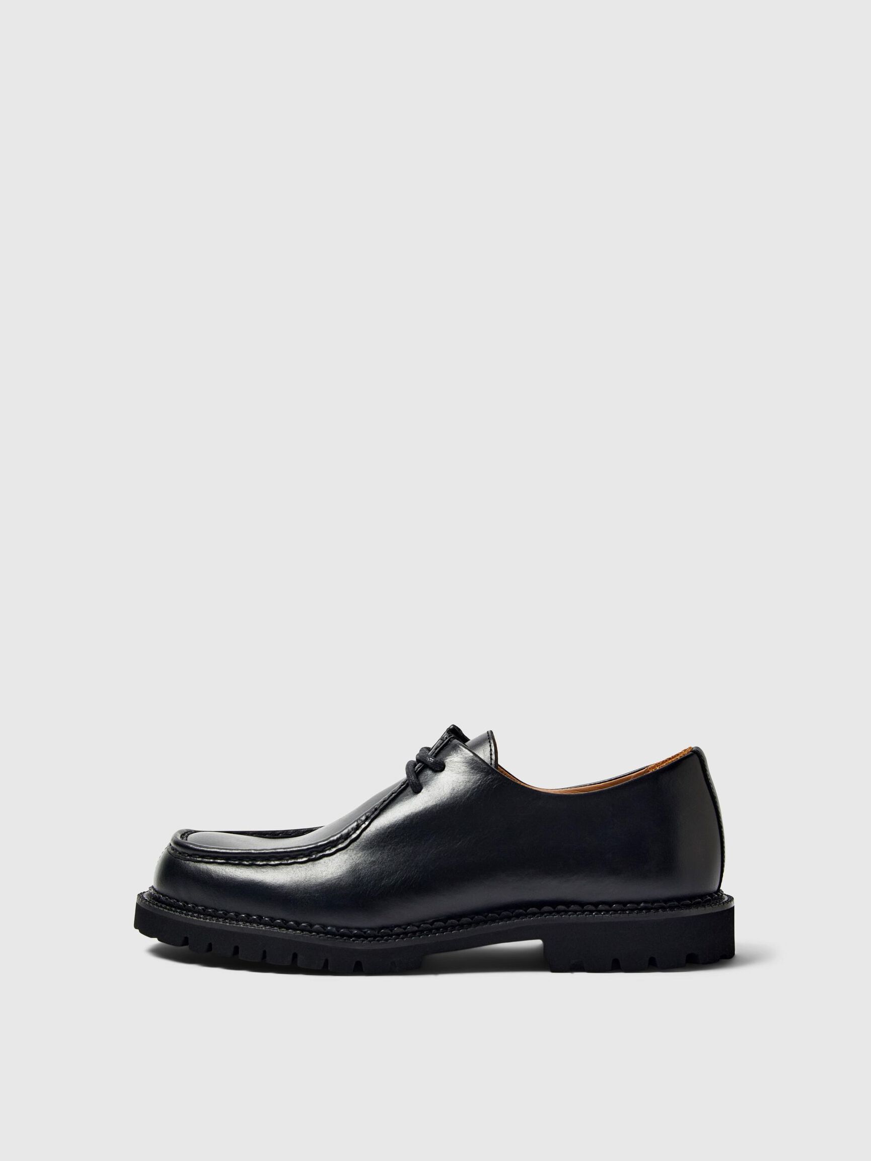 LEDER MOC-TOE-SCHUHE, Black, highres