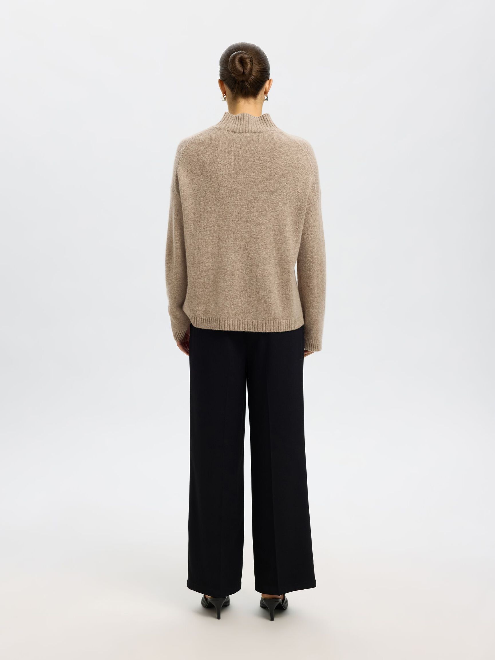 CASHMERE BLEND KNITTED JUMPER, Irish Cream, highres