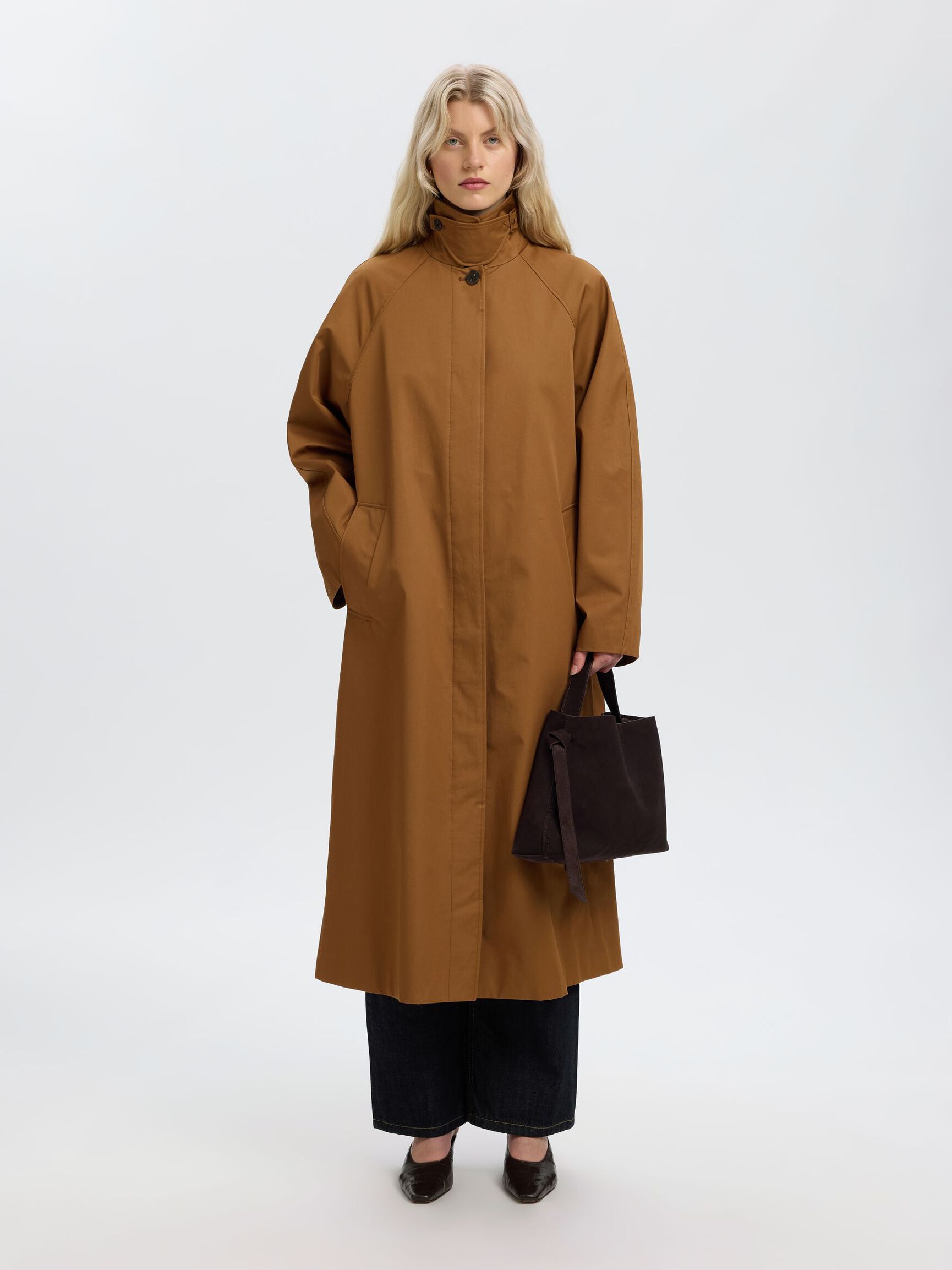 COTTON LONG COAT, Toffee, highres