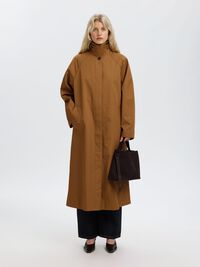 COTTON LONG COAT, Toffee, highres