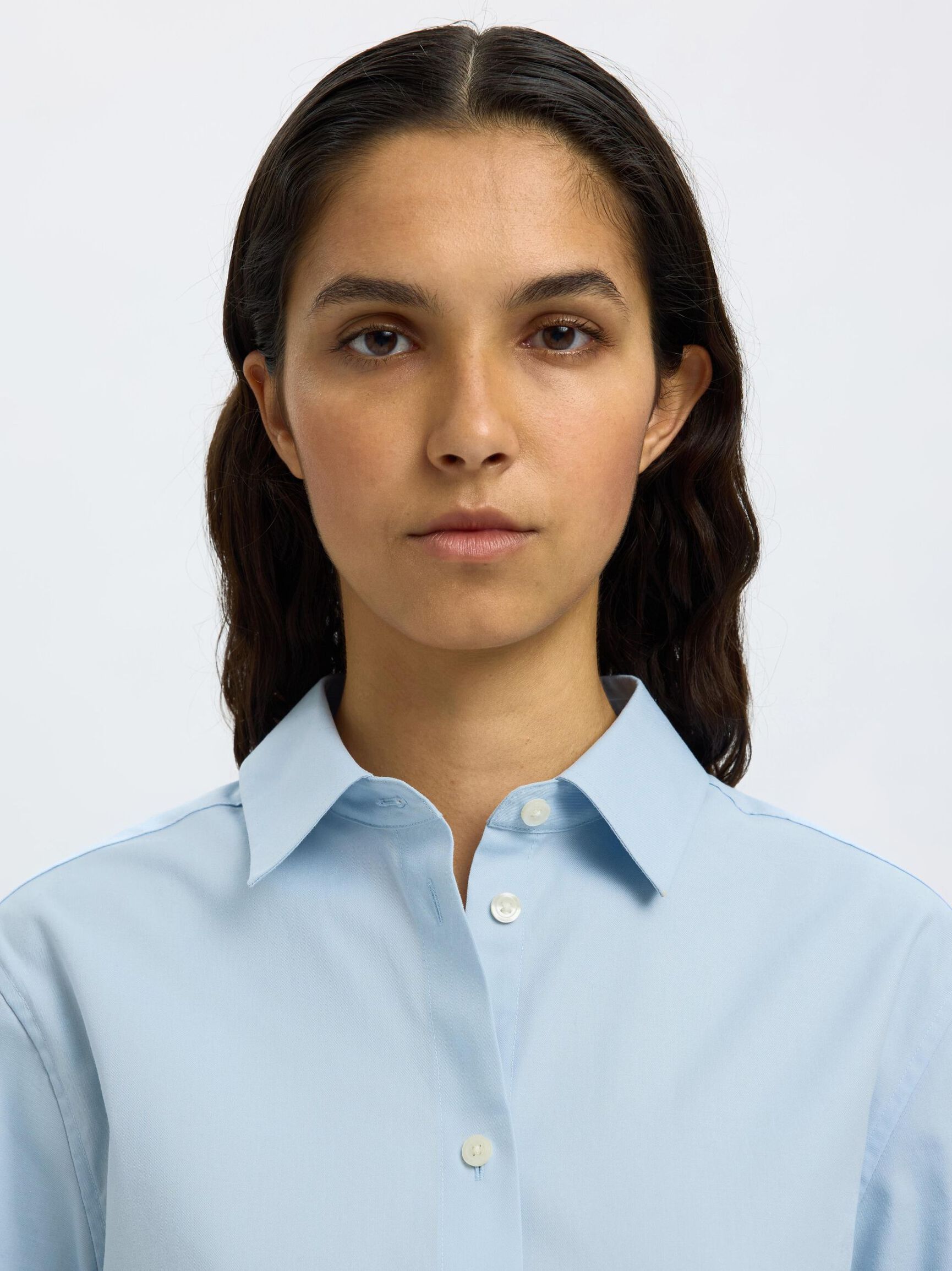 COTTON RELAXED FIT SHIRT, Cashmere Blue, highres