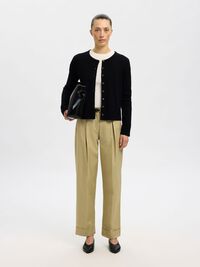 100% MERINOULD STRIKKET CARDIGAN, Black, highres