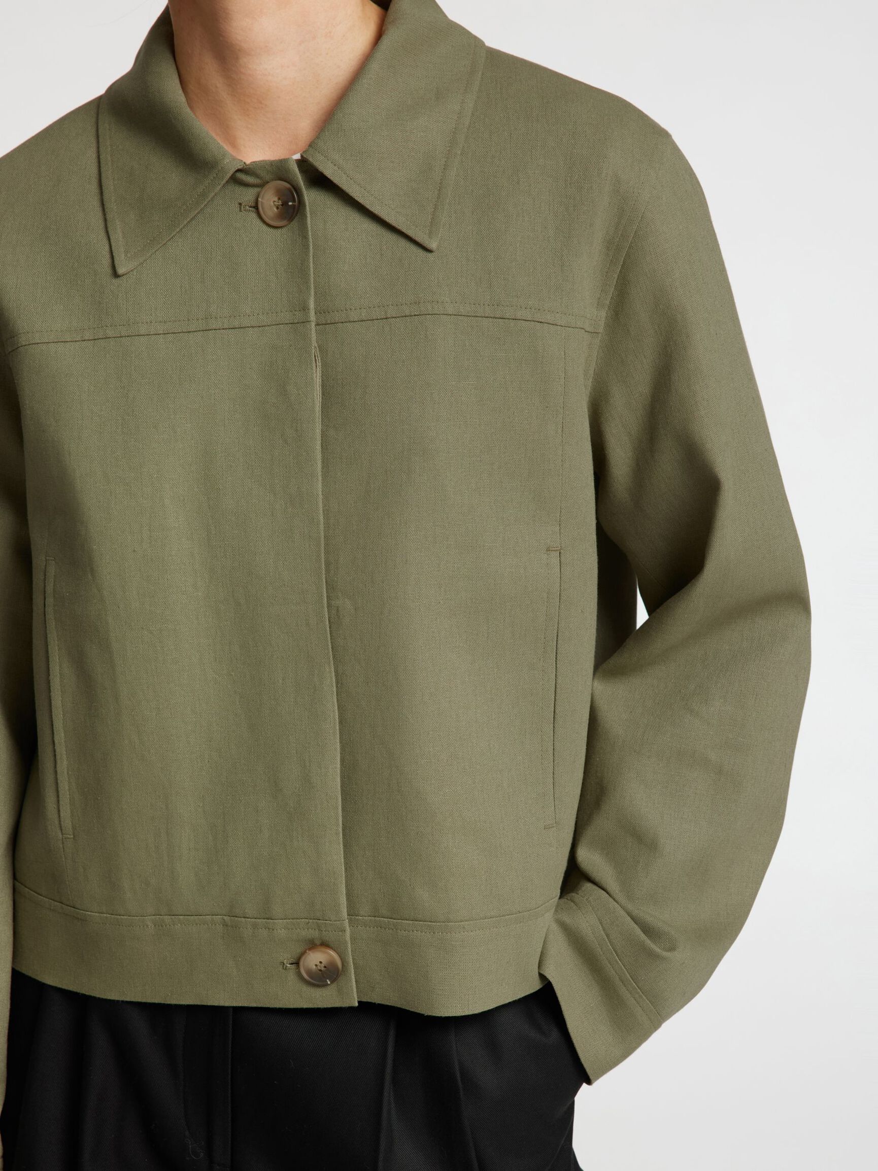 LONG SLEEVED SHORT JACKET, Vetiver, highres