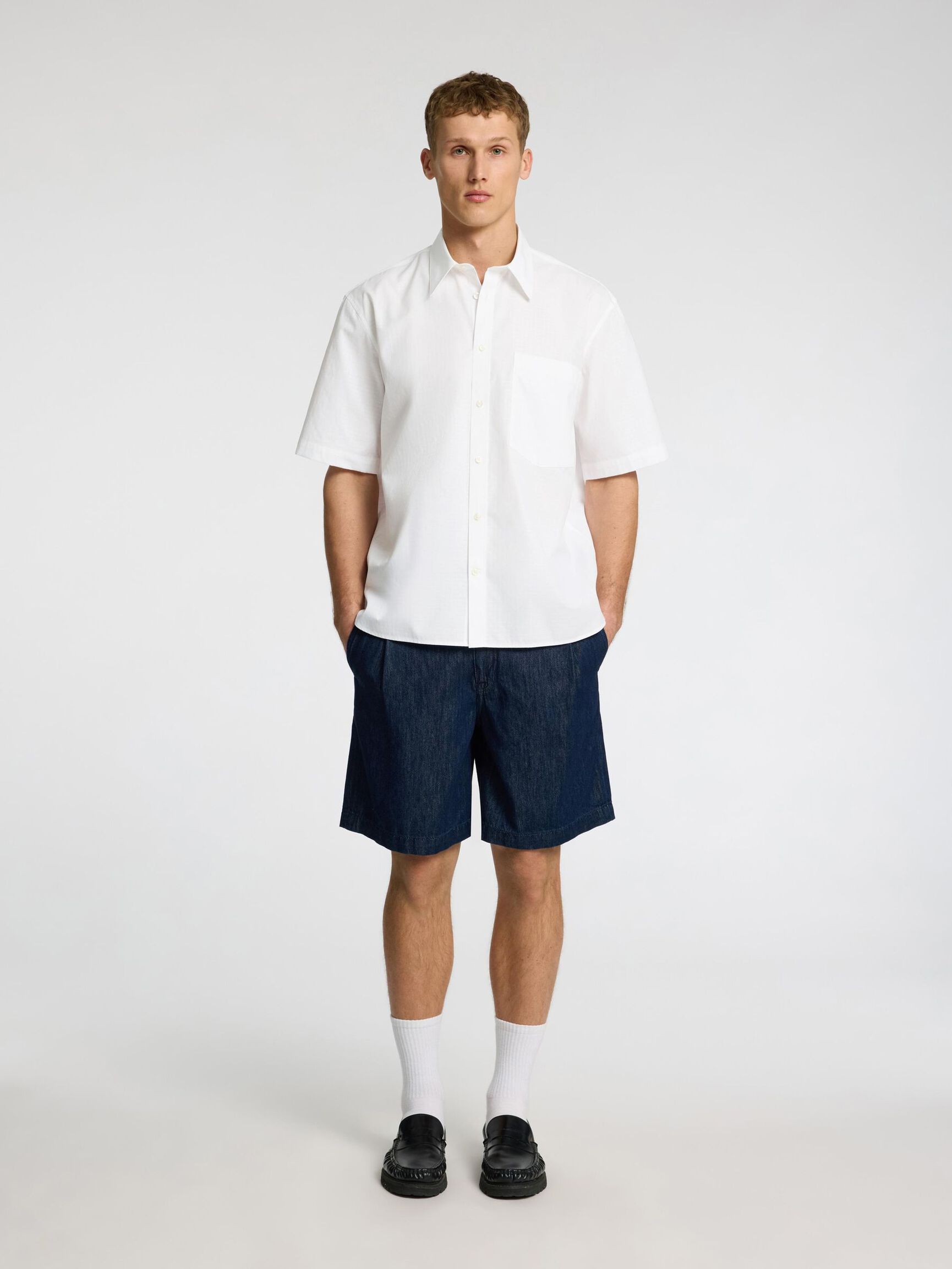 100 % COTON CHEMISE À MANCHES COURTES, White, highres