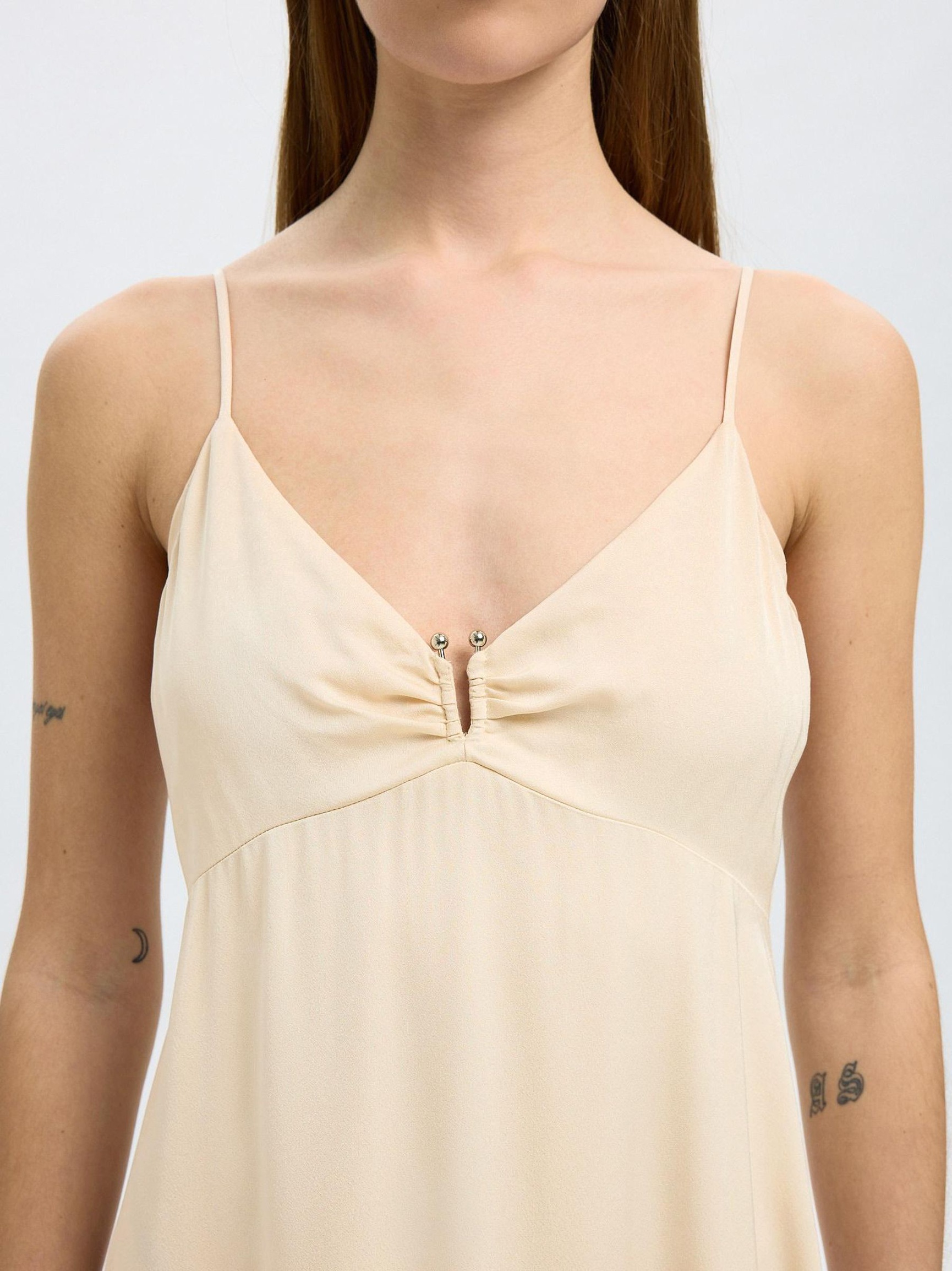 SLEEVELESS MAXI DRESS, Sandshell, highres
