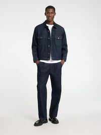 220 PLEATED LOOSE FIT JEANS, Dark Blue Denim, highres
