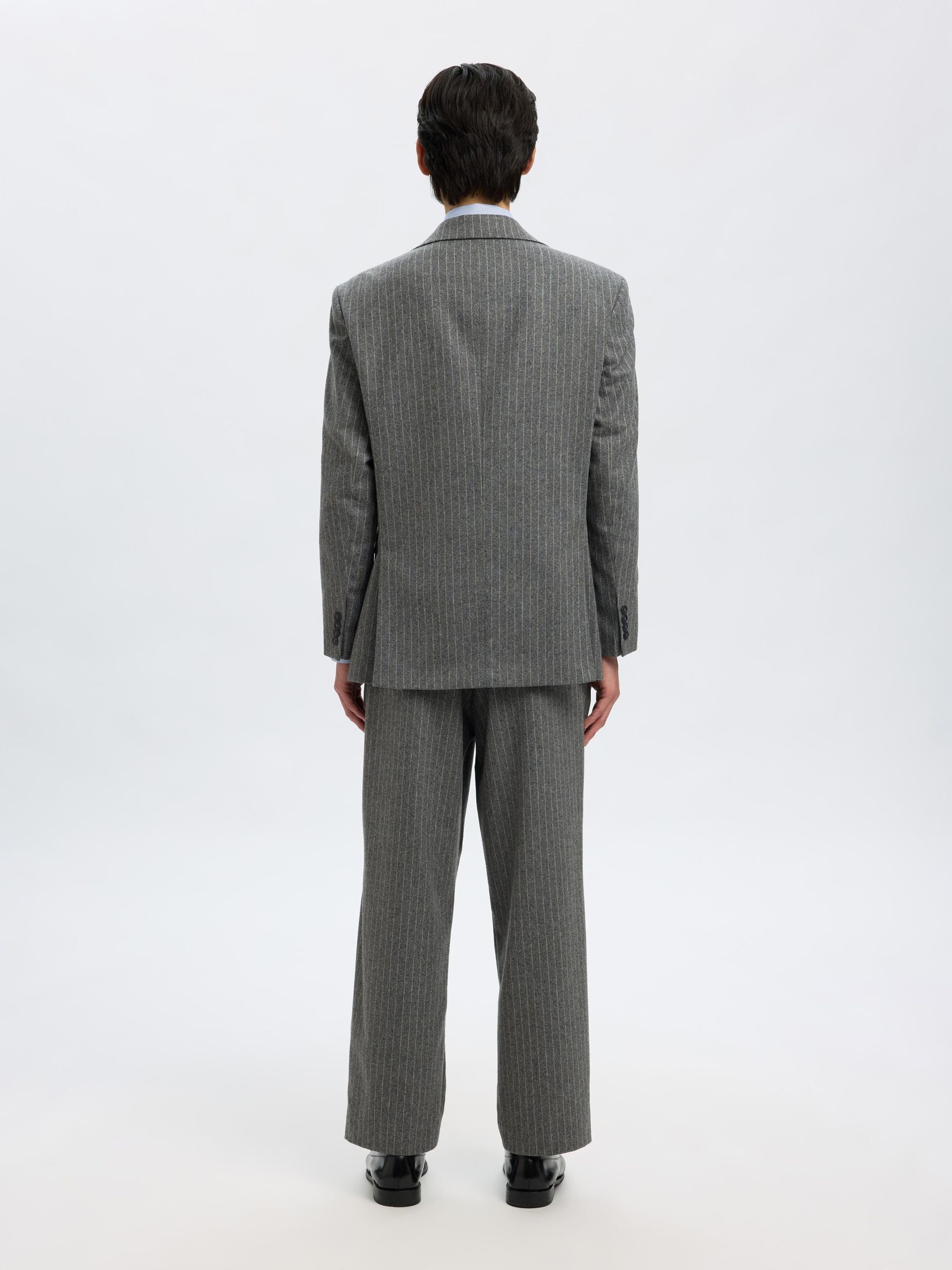 NADELSTREIFEN EINREIHIGER BLAZER, Medium Grey Melange, highres